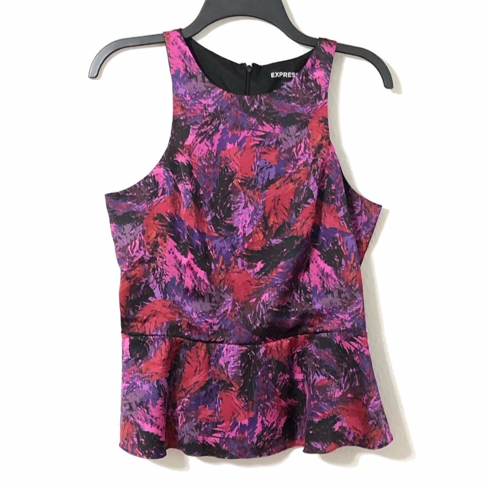 Y2K Express peplum blouse. Satin like sleeves top Sz M fully lined. 2000’s 2010